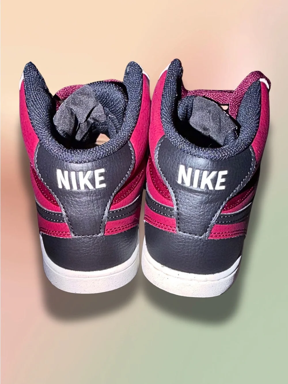 Nike Court Vision Mid Burgundy Black White High Top Sneakers Men’s 8.5